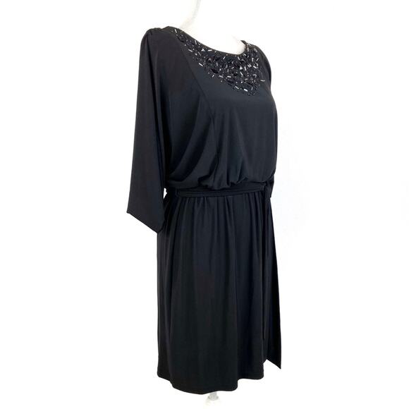 Jessica Howard Black Beaded 3/4 Sleeve Dress - 6 - Picture 2 of 7